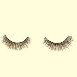 A pair of false eyelashes on top of a white background.