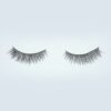 A pair of false eyelashes is shown on top of a white background.