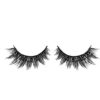 A pair of fake eyelashes on top of white background.