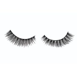 A pair of false eyelashes on top of white background.