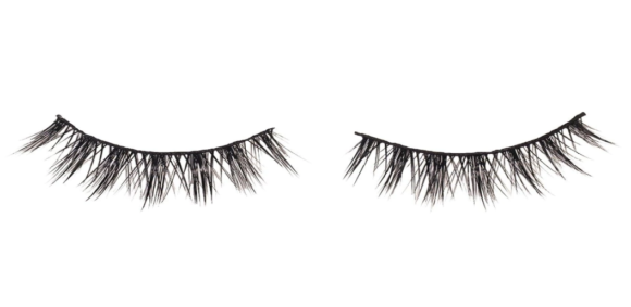 A pair of fake eyelashes on top of each other.