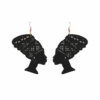 Black silhouette African queen earrings with cutout design