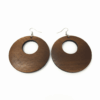 Brown wooden circle earrings with cutout center