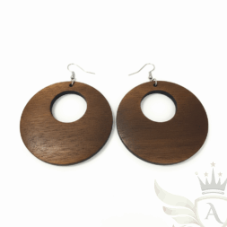Brown wooden circle earrings with cutout center