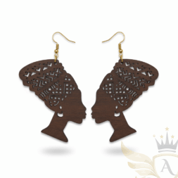 Brown silhouette African queen earrings with cutout design