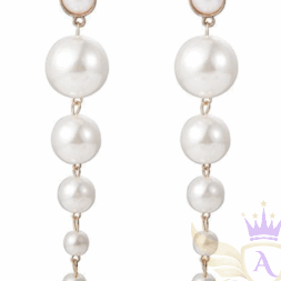 Luxe cascade pearl drop earrings on white background