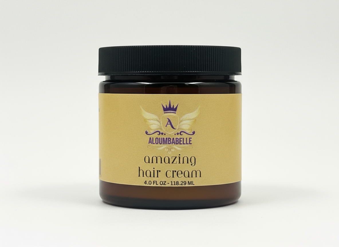 4 oz jar of Aloumbabelle Amazing Hair Cream for hydration and styling