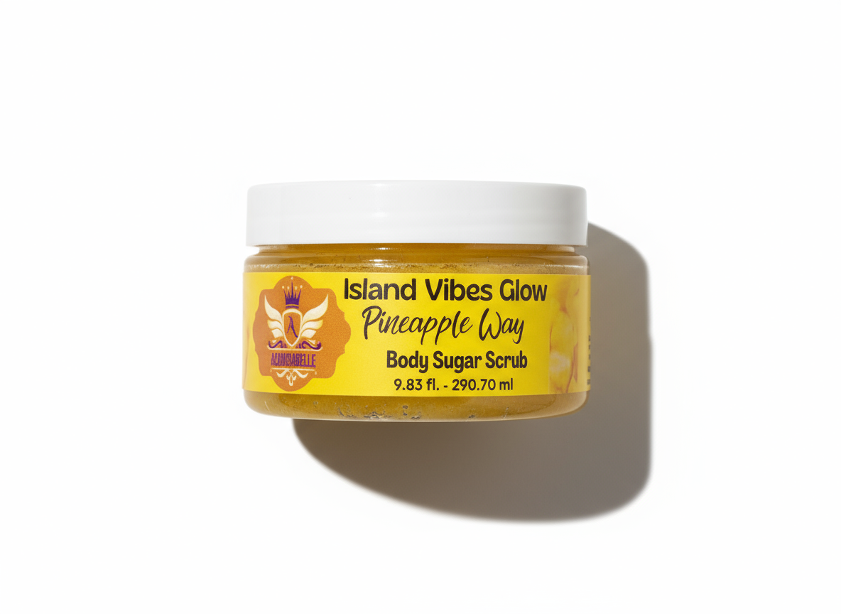 Tropical yellow sugar scrub “Pineapple Way” by Aloumbabelle, 9.83 fl. oz
