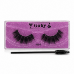 Gaby lash style 104 displayed in purple glitter lash tray with spoolie brush
