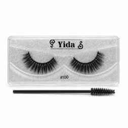 Yida lash style 100 displayed in silver glitter lash tray with spoolie brush