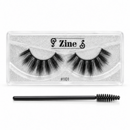 Zine lash style 101 displayed in silver glitter lash tray with spoolie brush