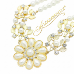 Luxe Bubble Choker Necklace close-up with pearl floral cluster