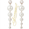 Luxe cascade pearl drop earrings on white background
