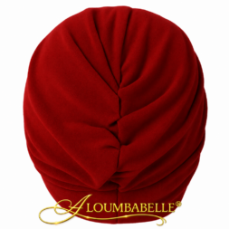 Aloumbabelle red turban-style bonnet for hair protection