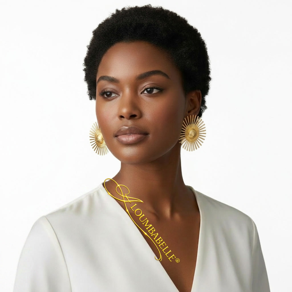 Sunflower Geometric Earrings on model