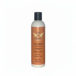 Home Front view of Aloumbabelle Nunde Enhanced Carrot Body Lotion 8 oz bottle on a white background