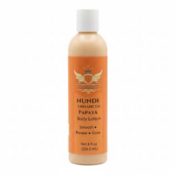 Home Front view of Aloumbabelle Nunde Enhanced Papaya Body Lotion 8 oz bottle on a white background