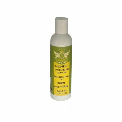 Nunde Enhanced Lemon Brightening Oil 4 oz bottle shown from the front on a white background for product display