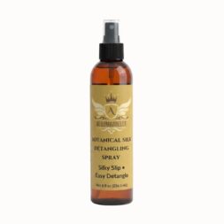 Aloumbabelle Botanical Silk Detangling Spray 8 oz front view in amber spray bottle