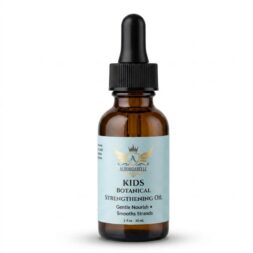 Aloumbabelle Kids Botanical Strengthening Oil 1 oz front view in amber glass dropper bottle