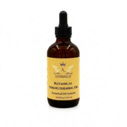Botanical Strengthening Oil 4 oz front view in dark amber glass bottle with dropper