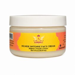Nunde Intense Face Cream 4 fl oz jar with a yellow and orange label and white lid on a white background.