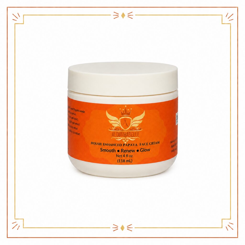 Nunde Enhanced Papaya Face Cream 4 fl oz Nunde Enhanced Papaya Face Cream 4 fl oz jar with orange label and white lid on a white background.